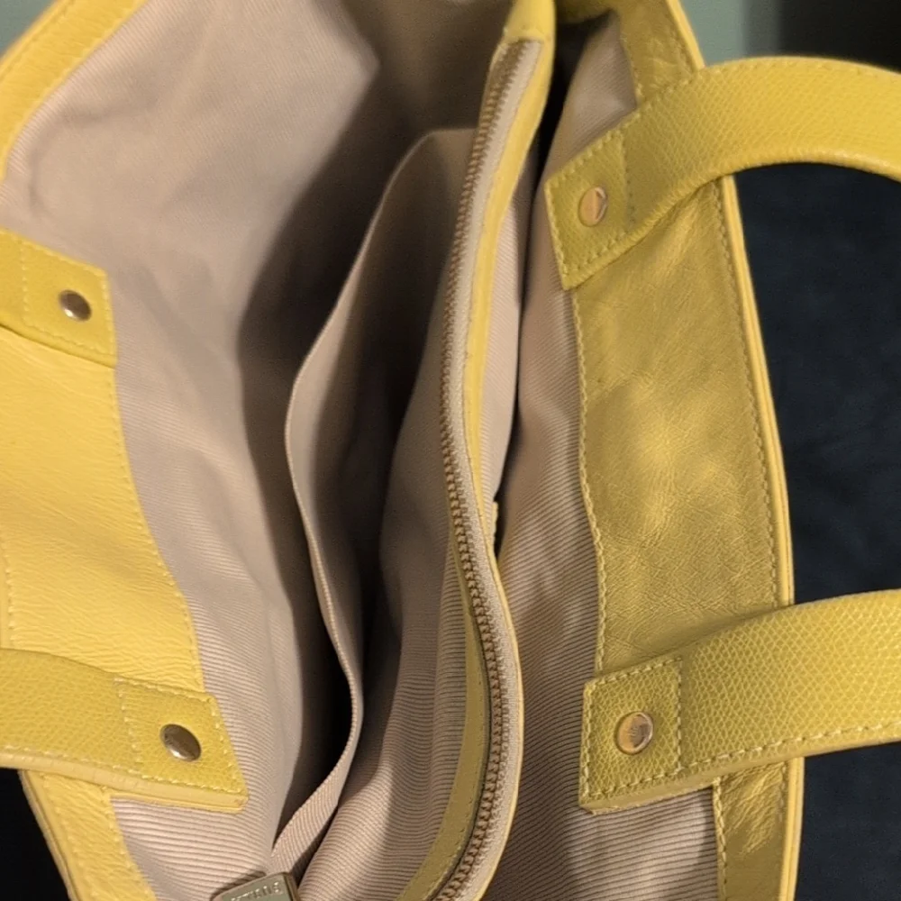 Furla Vibrant Yellow Tote Bag 17 x 11 Leather Clean Beautiful - Picture 15 of 16